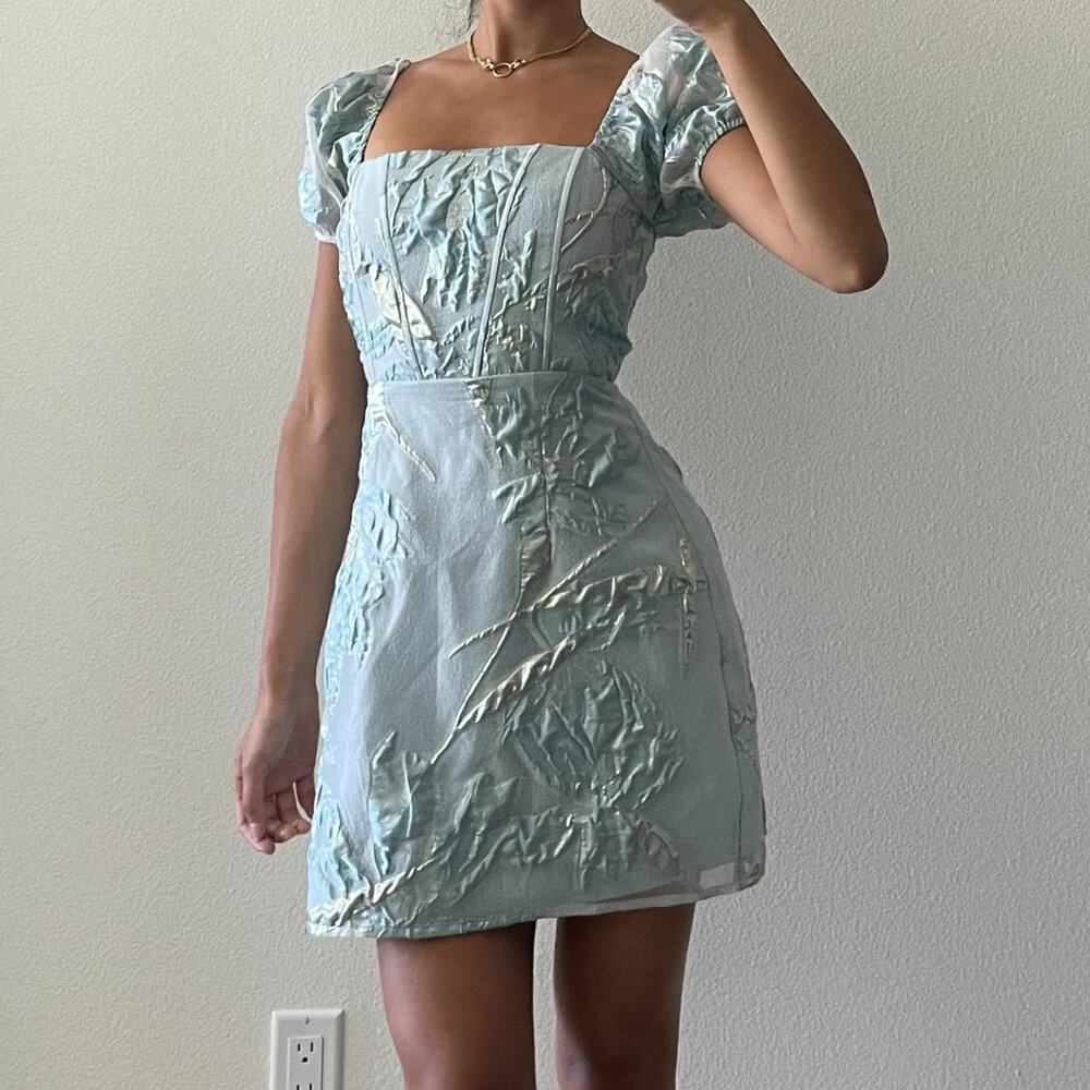Blue and Silver Floral Dress
